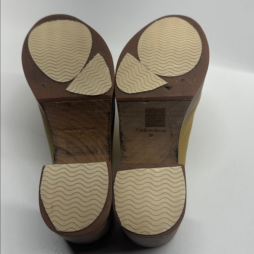 Free People Suki Platform Clogs High Heeled Open Back Shoes Yellow Size 38 / 8 - Picture 8 of 11